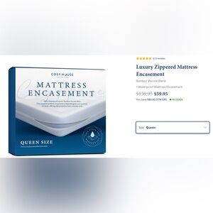 White Mattress Encasement - Queen Size